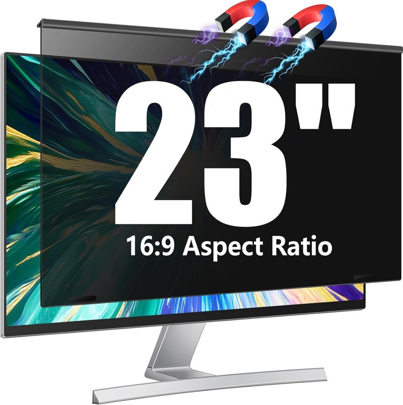 JEEETINTX Magnetic 23 Inch Privacy Screen for Computer Monitor 16:9 Widescreen Desktop PC, 23in Hanging Removable Anti Blue Light Glare Eye Protection Shield, Screen Protector Panel - Image 1